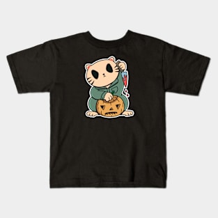 Killer Cat // Pumpkin Carving Cat Kids T-Shirt